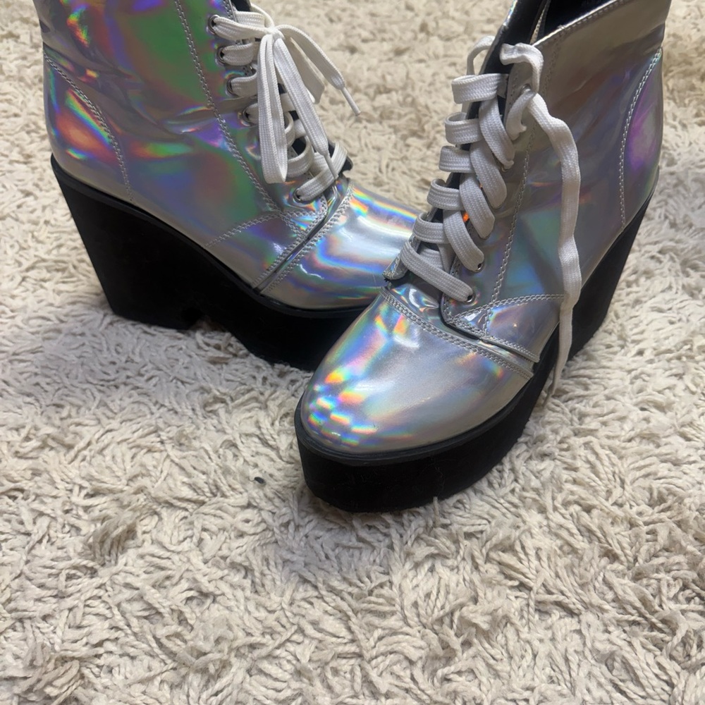 Holographic Platform Ankle Boots